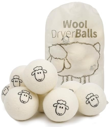 ZephyrCraft Trocknerbälle für Wäschetrockner - 8er Set aus 100% Schafwolle, mit Aufbewahrungstasche - Weichspüler-Alternative für weiche & flauschige Wäsche - Perfekt für Daunenjacken, Energie sparen