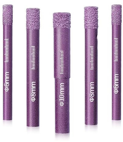 Pronese Punte diamantate – 5 pezzi 6/6/8/8/10 mm set di punte per trapano a secco per granito, marmo, porcellana, ceramica e piastrelle