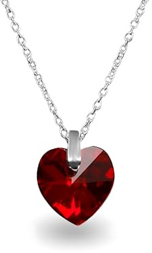 Herzkette 925 Silber Damen | individuell erstellt mit Swarovski Elements Herzanhänger | In Weihnachtskarte verpackt | Geschenk für Frauen