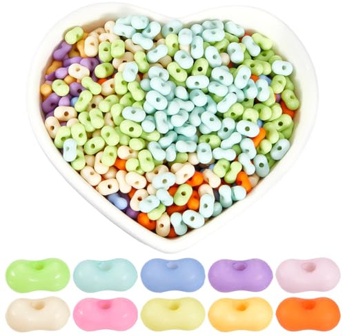 SOFPLATE 2000Pcs 10 Colors Small Peanut Beads Assorted Seed Beads Opaque Colorful Acrylic Mini Bean Pulse Plant Loose Spacer Bead for Jewellery Making Charms Bracelets Necklaces Supplies DIY Crafts