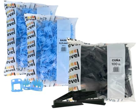 Pezzi Sistema Di Cunei Per Piastrelle - Fix Level - 500 Pezzi Di Morsetti Distanziatori 0,5mm - 100 Pezzi Di Cunei Riutilizzabile - Piastrelle da Parete e da Pavimento (0,5 mm)