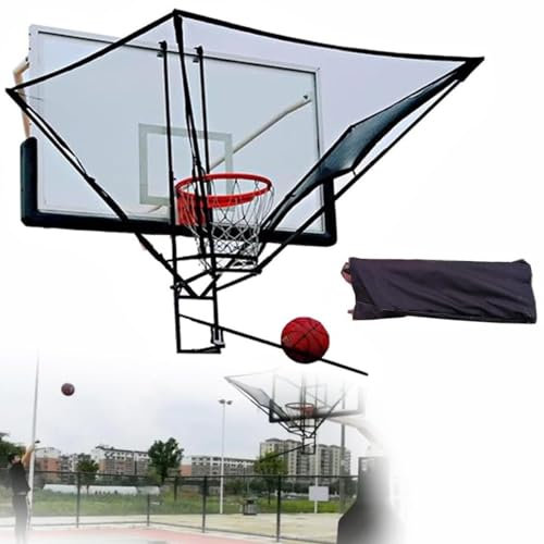 Wandmontierter Basketball Hoop Rebounder Basketball-Wurfrücklaufgerät Basketball-Wurfmaschine Hängender Basketball-Rebounder-Netzrücklaufaufsatz, 180 Grad drehbarer Rutschen-Wurfrücklaufer,