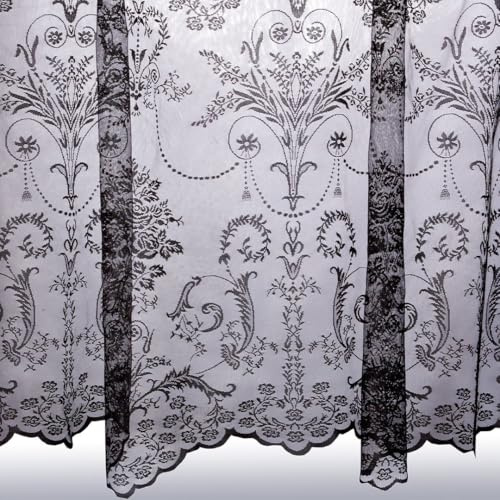 John Aird - Victoria Romantic Damask Black Lace Net Curtain - Sold In Set Sizes (2 Metres Width, Drop: 54 (137cm))