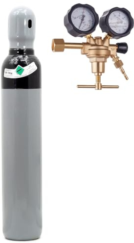 Zestaw Butla - Regulador de presión para bombona de gas, regulador de presión de nitrógeno NH5, 8L, 200 bar, con regulador de presión AZOT 50 bar, manómetro Bestschweissen.de