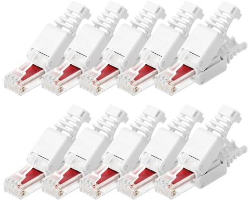 AXFEE 10 stycken RJ45-kontakter verktygsfria, CAT6 nätverkskontakt, vit