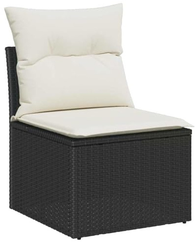 vidaXL Set de sofá para el jardín de 8 Piezas con Cojines Negros y Crema. Muebles de ratán sintético Ideales para el Patio, balcón, Asientos, configuración Modular, terraza y Grupo de Lounge.