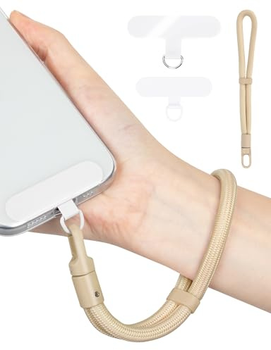 Becellen 3 Pièces Cordon Telephone Portable, Universelle Courte Dragonne Téléphone Avec 2 Ultra Fin Patchs Adjustable Universelle Laniere Attache Durables Anti-Perte Bandouliere pour Smartphones