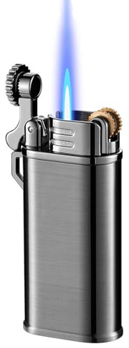 Refillable Butane Lighter, Jet Flame Torch Gas Lighter for Cigars & Outdoor Use, Adjustable Flame, Metal Body (Black Nickel) (Without Butane)