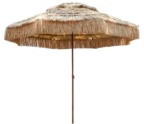Parasol de Plage hawaïen de 2,4 m, Double Toit en chaume de 3 m avec réglage de la Hauteur, résistant aux UV pour terrasse, Jardin, Piscine, extérieur (2,5 m/250 cm)
