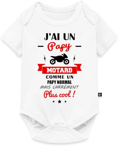 Spreadshirt J'Ai Un Papy Motard Cadeau De Naissance Papy Moto Body Manches Courtes Bébé Bio