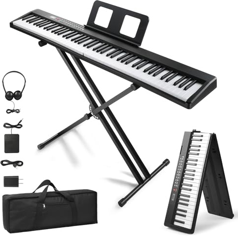 LALAHO 88 Key Foldable Keyboard Piano, Electric Piano Digital Piano(Full) | Dual Bluetooth Mode, 1000 Rhythms, 1000 Tones and 50 Demos, Full Equipment for Beginners Adults