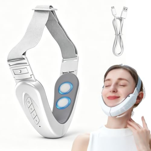 HOVCEH Elektrisk V ansiktsmassageapparat, ansiktsmassageapparat mot dubbelhaka, EMS-enhet ansikte, V ansiktslyftningsenhet, 6 lägen V Face Beauty Meter för att minska dubbelhaka