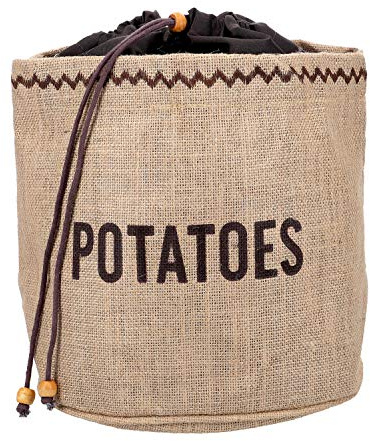 Natural Elements Potato Bag with Blackout Lining, Potato Storage Bag, Hessian, 24 x 24 cm, Brown