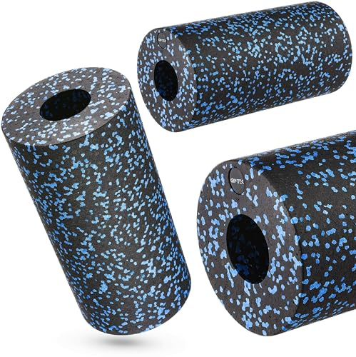 Gymtek Rodillo Masaje Muscular, EPP Foam Roller, 29,5 cm, Ø15 cm, Rulo Masaje Muscular para las Piernas, Espalda y los Brazos, Roller Masaje, Rulo Pilates, Deporte, Crossfit (Negro y azul)