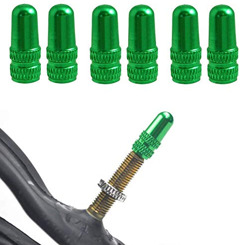 6Pcs Green Aluminum Anodized Presta Valve Cap, Rocket Style Bike Valve Stem Caps, Bicycle Tire Caps for MTB Road Racing Bicycle, Used on Presta/French Valves