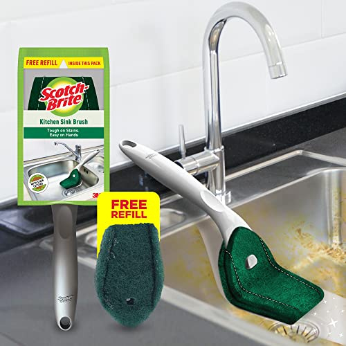 Scotch-Brite Cepillo plástico para fregadero de cocina (plata) (Scotch-Brite cepillo para fregadero de cocina, paquete de 1)
