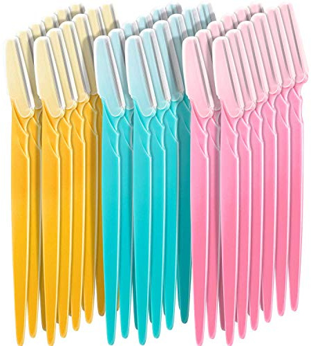 Boao 60 Pieces Eyebrow Razor Shaver Dermaplaning Tool Hair Shavers for Women and Man Face Microblades Shaper Trimmer with Precision Cover Skincare Party Favors