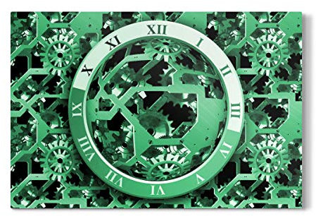 artboxONE Galerie-Print 30x20 cm Uhrenzahnrädchen grün hochwertiges Acrylglas auf Alu-Dibond von THULA Photography
