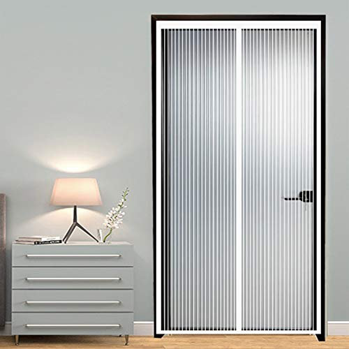 CHBIN Vorhang Moskitonetz 120x210cm Vollrahmen-Klettverschluss Magnetischer Fliegengitter Luft kann frei strömen für Balkontür Wohnzimmer Terrassentür, Weiß