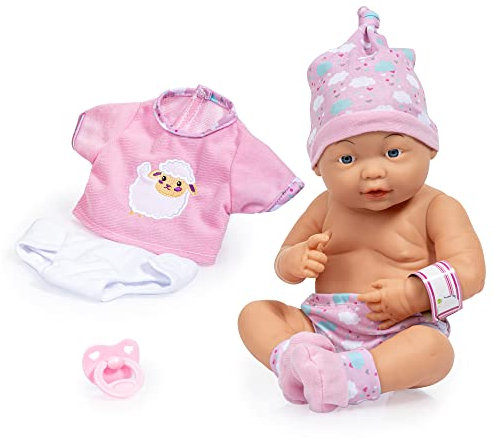 Bayer 15 inch Baby Doll Newborn with Outfit & Accessories, Realistic Bathtub Doll for Toddlers