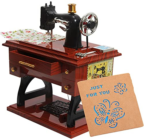 Sewing Machine Music Box Retro Classical Table Desk Decoration Gifts for Birhday Mothers Day
