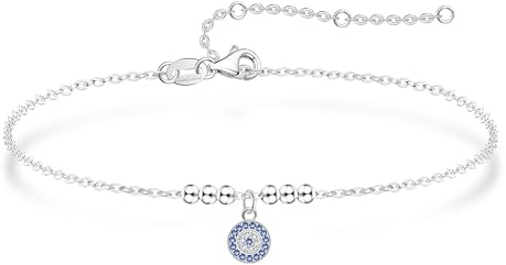 KristLand Evil Eye Silber Armband 925 Sterling Silber Armband Zirkonia Armkette Weißgold vergoldet Verstellbares Silberarmband Geschenke für Frauen Damen Mädchen