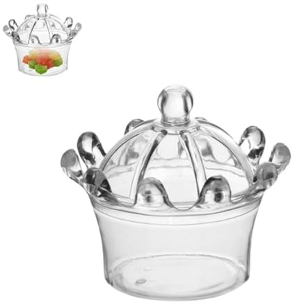 Beufee 12 Pezzi Bottiglie Di Caramelle, Scatole Trasparenti per Bomboniere Scatole Di Caramelle Acriliche a Forma Di Corona Trasparente Baby Shower Confezione Regalo Matrimoni (Chiaro)