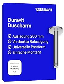 Duravit Universal Shower arm, Shower Faucet Ceiling Mount, Shower Head 200 mm, Round, Chrome