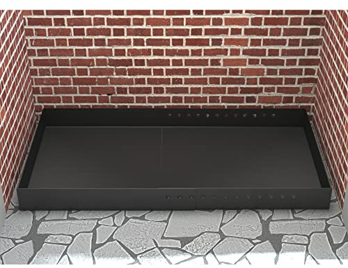 Flehomo Verstellbare Kaminschale, erweiterbares Aschenbecher für Ascheesammlung, verzinkter Stahl, Glanzhalter, Kaminpfanne mit Pulverbeschichtung, schwarz, rechteckig (klein)