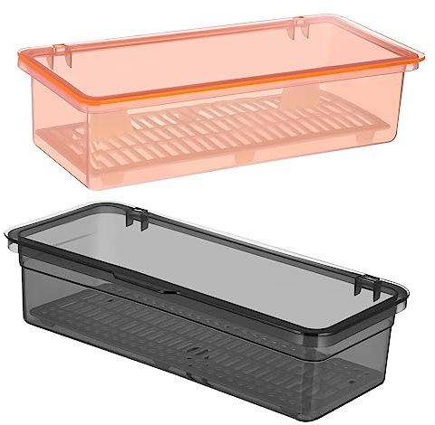 TOPBATHY 2pcs Cutlery Storage Containers with Lids, Cutlery Trays with Lids, Silverware Holder for Kitchen Countertop and Drawer