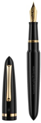 Montegrappa Venetia Füllfederhalter aus Harz, Messing und Edelstahl in der Farbe Schwarz-Gold, Federstärke: M, Länge: 14cm, ISVEN3AC