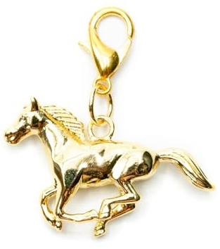 Miniblings Pendentif en forme de cheval - Fabriqué à la main - Bijou fantaisie - Plaqué or - Pour bracelet, 30mm, Métal