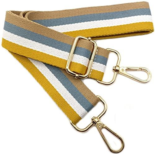 Verstellbarer Schultergurt für Taschen Gelb, Taschengurte zum Wechseln, Taschengurt Breit mit Karabiner Gold, 80-130 cm Tragegurt Tasche für Damen Umhängegurte, Moderne Handtasche, 3.8cm, 06