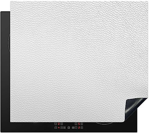 KitchenYeah© Cubre Vitrocerámica - Protector Vitroceramica Induccion 60x52 cm - Tapa Vitroceramica - Protector de Vitroceramica Cuero - Textura - Aspecto Cuero - Blanco