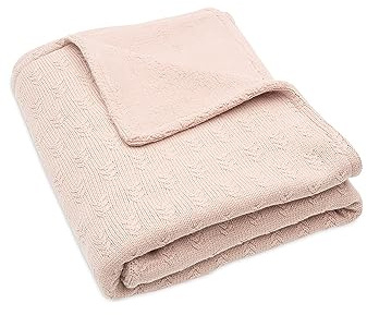 Jollein 517-522-67066 Kinderdecke Strickdecke mit Teddyfell Grain Knit rosa (100x150 cm)