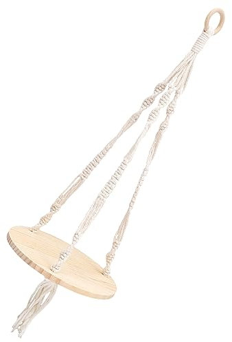 ABOOFAN Hängeregal Aus Makramee Mit Holzregal Boho Baumwollseil Dekorativer Pflanzenhalter Für Wand Für Blumenampeln Und Kleine Aufbewahrung Im Schlafzimmer