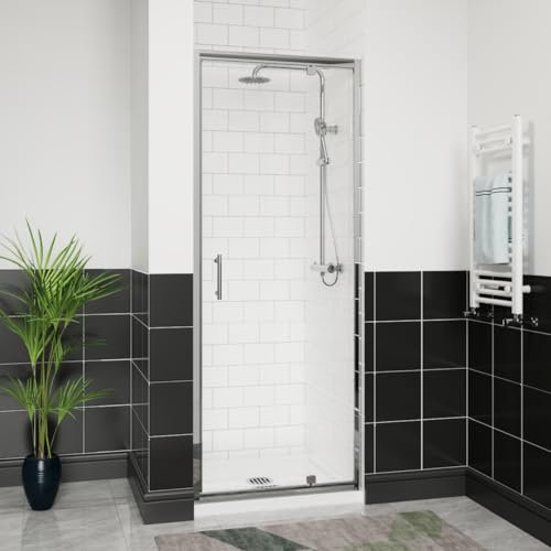 Aquariss 700mm Chrome Pivot Alloy Hinge Shower Door Enclosure 6mm Clear Self Clean Glass Screen Cubicle Reversible