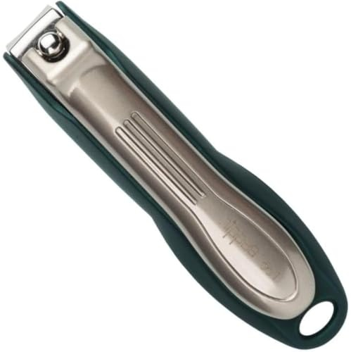 nippes Solingen Nagelknipser 60 mm, gehärteter Stahl, Nagelfang | Grün, Soft-Touch-Griffläche, ergonomisch, für Finger- und Fußnägel, seitlich geschlossener Auffangbehälter