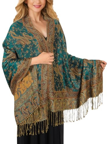 Lamca Pashmina Schal Damen, Elegant Weich Schultertuch Schal für Damen, Leicht Frauen Halstuch Stola mit Paisleymuster - Tuch Lang Damen