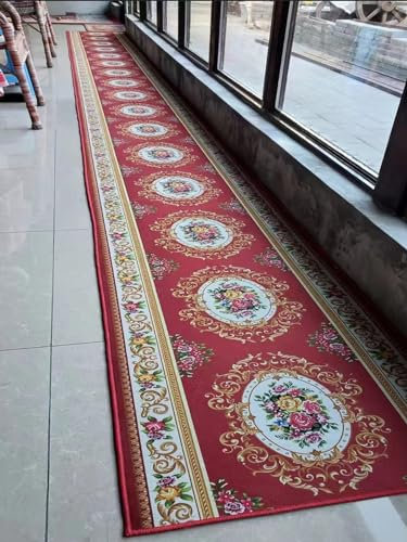 ZAQYCM Läufer Teppiche Flur Rot Gang Läufer 20 16 12 10 8 6 5 4 3 2 Feet, Zeitgenössischer Flur Langflorteppich, Badezimmer Küche Eingangsbereich Schlafzimmer Teppichboden (Size : 2x12ft/60x360cm)
