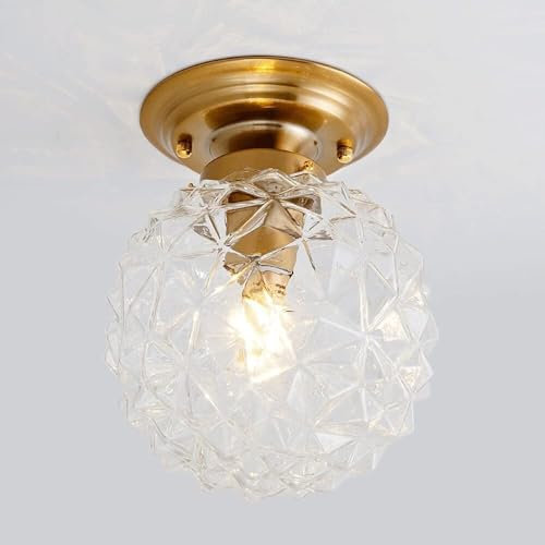 LONGDU Modern Ceiling Light Fixture with Edges and Corners Glass Shade, Dimmable LED Ceiling Lights, Surface Mount Ceiling Pendant Lighting Home Corridor Porch Ceiling Lamp (Color : Clear Light)