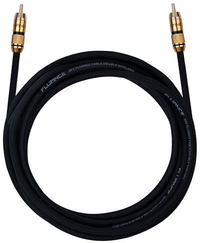 Fluance Cavo subwoofer di alta qualità con connettori RCA placcati oro, cavo OFC ad alte prestazioni con isolamento in gomma resistente per subwoofer, home theater, amplificatore, 3,7 m