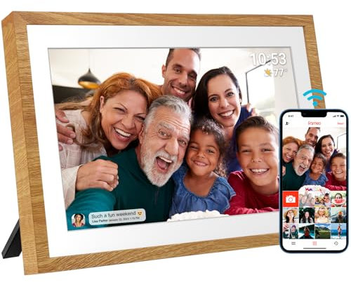 Digitaler Bilderrahmen 32 GB 10,1 Zoll WLAN Digitaler Fotorahmen 1280x800 IPS LCD Touchscreen Intelligenter Fotorahmen Automatische Drehung Sofortiges Teilen von Fotos Oder Videos über die Frameo App