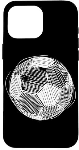 Coque pour iPhone 16 Pro Max Ballon de football Dessin au trait Football Pitch