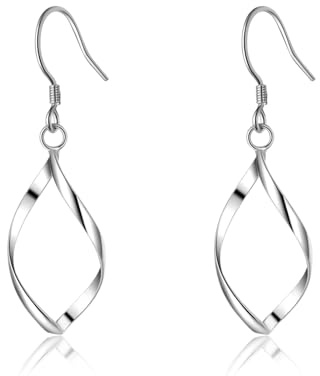 SLUYNZ 925 Sterling Silber Hollow Curve Ohrringe Hängend für Damen Ohrhänger Ohrringe Haken (A-Silber)