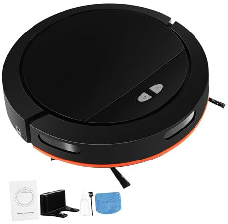 LIFKICH Robot Vacuum Cleaner Intelligent Automatic Self-charging Electric Vacuum and Mop All-in-one for Home Use, Uk Plug Ac230v, Black, Suitable for Hard Floors and Carpets