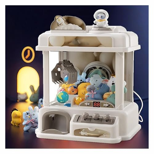 CUCUKAKA Candy Grabber ， Candy Grabber avec Musique et Lumières,2 Poupées Panda,25 Peluches,20 Gashapons ， Machine Attrape Bonbon Jeu Amusant,Cadeau pour La Fête