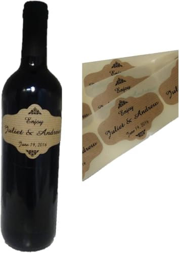 Etiketten aus Kraftpapier für Weinflaschen, Bierflaschen, 9 x 6 cm, personalisierbar, Rolle