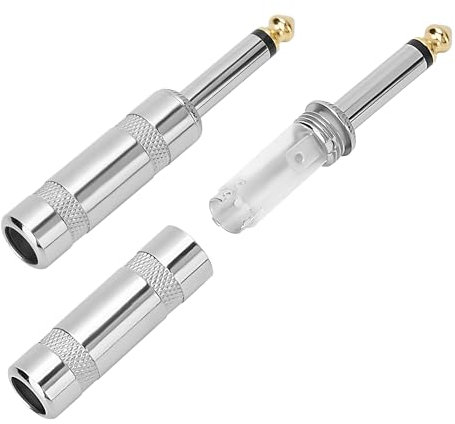 6,35 mm TS-Mono-Stecker, 6,35 mm (1/4 Zoll), 6,35 mm (1/4 Zoll), Löt-Typ, DIY-Audiokabel, gerader Adapterstecker, Metallgehäuse, langlebig und robust, für Gitarre/Lautsprecher/Mikrofon