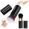 Pinceau de Maquillage Rétractable 2 Pièces Multifonction | Brosse Professionnelle pour Blush, Bronzeur, Polissage Pinceau de Voyage Portable pour Maquillage Quotidien